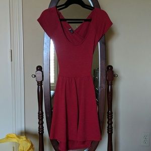 Sparkle & Fade Red Skater Dress w/ Keyhole Back